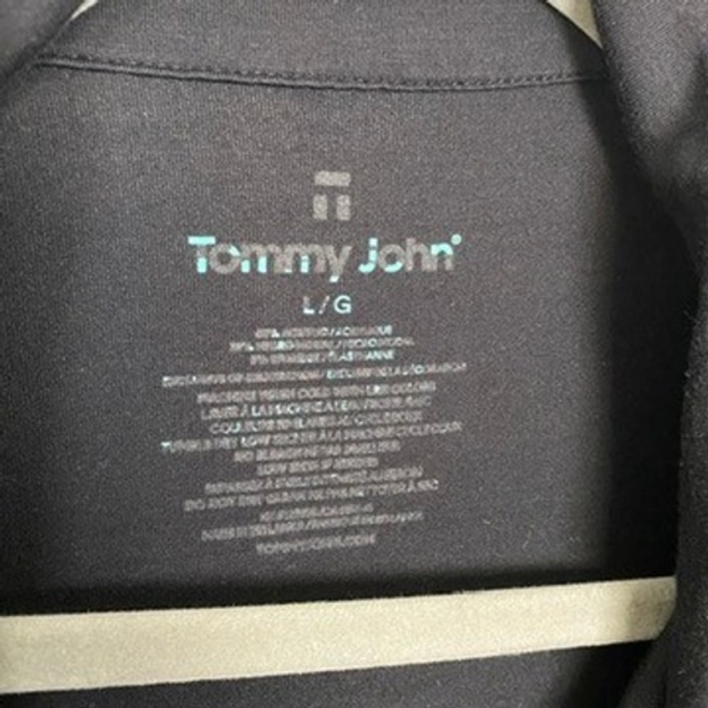 Tommy John Black Long Sleeve‎ Pajama Sleep Shirt Top Mens Large Red Trim Button - Picture 3 of 4